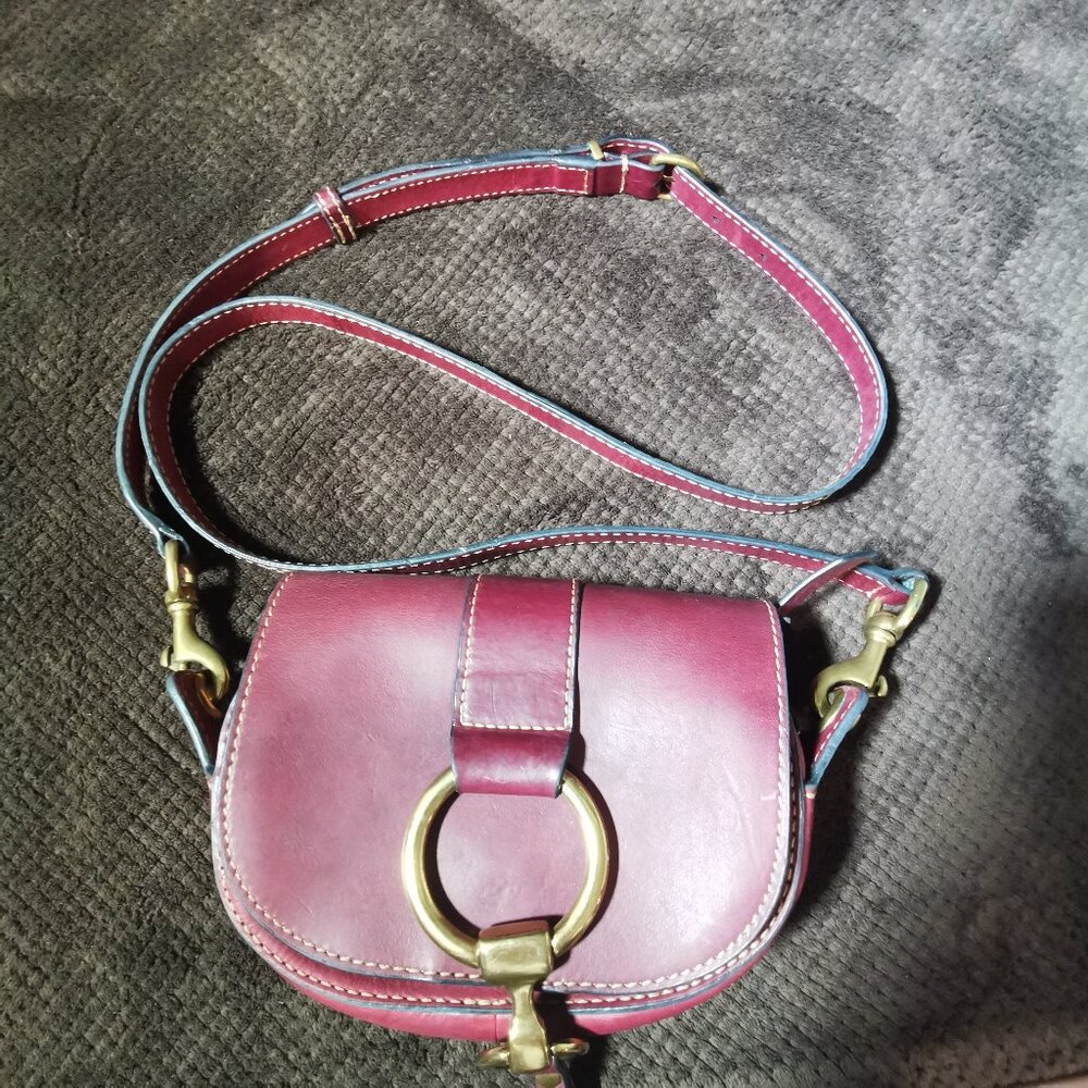 Burgundy/Antique Brass Crossbody EUC # 232 - Picture 11 of 15